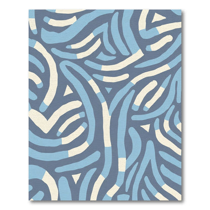 Blue Ecru Abstract Swirls Rug