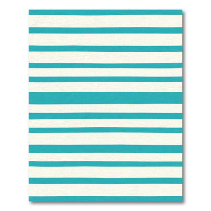Coastal Aqua White Stripe Accent Rug