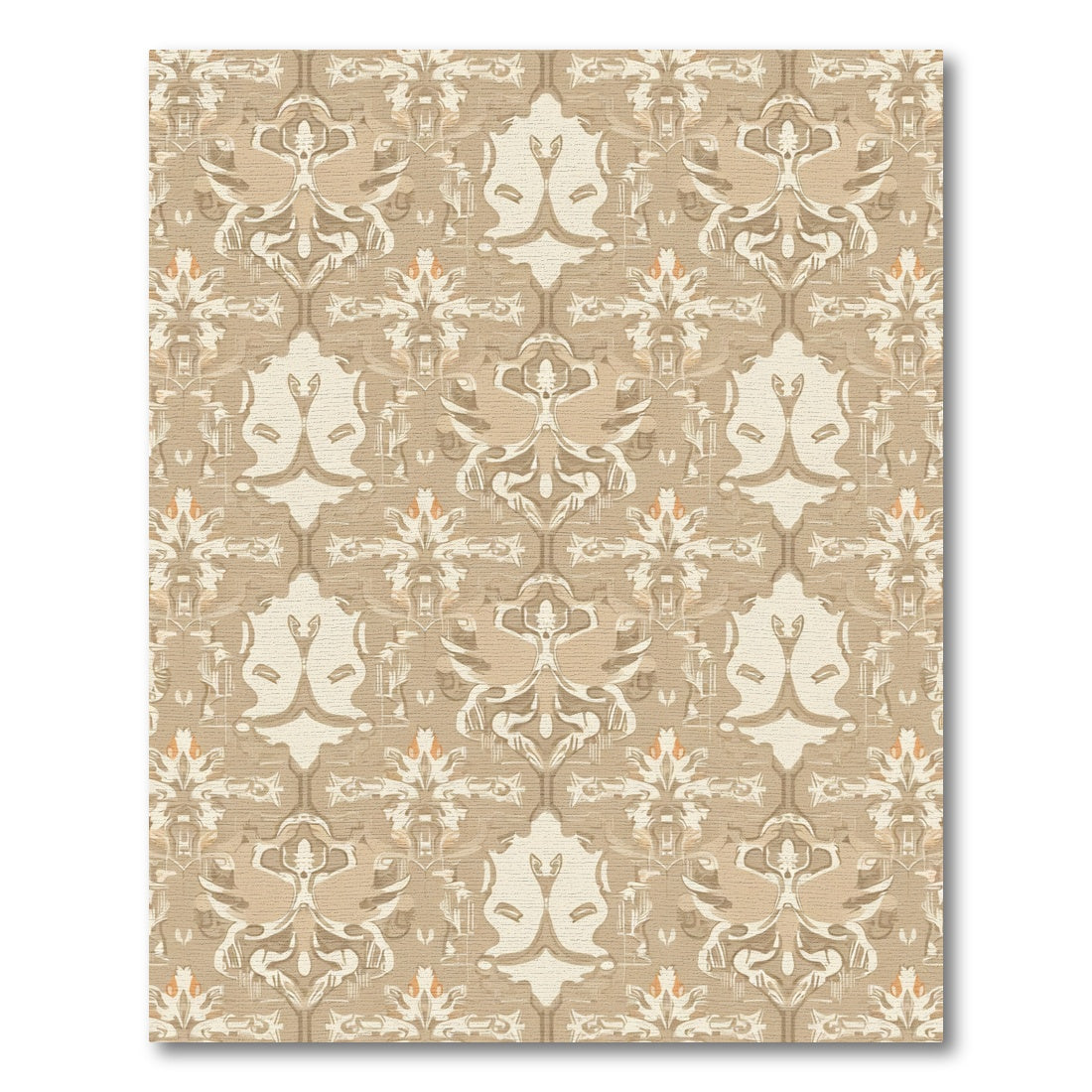Earthy Neutral Vintage Damask Swirl Rug