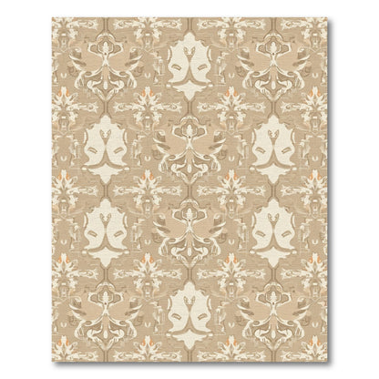 Earthy Neutral Vintage Damask Swirl Rug