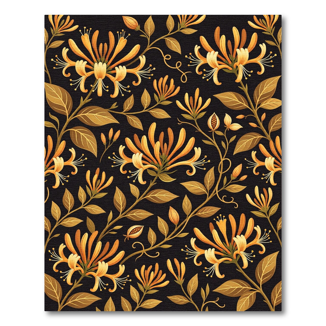 Golden Honeysuckle Floral Vines Rug
