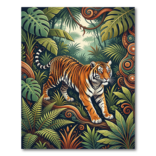 Lush Orange Tiger Tropical Forest Rug