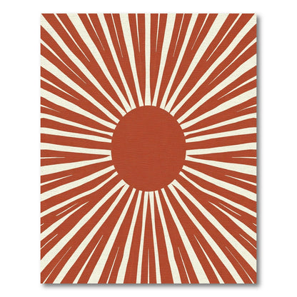 Terracotta Sunburst Rays Rug