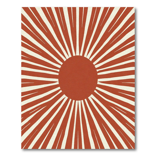 Terracotta Sunburst Rays Rug