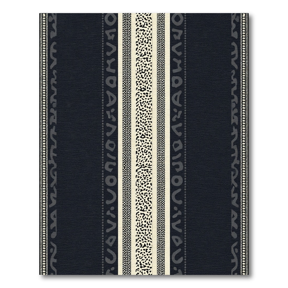 Dark Navy Ochre Abstract Stripe Rug