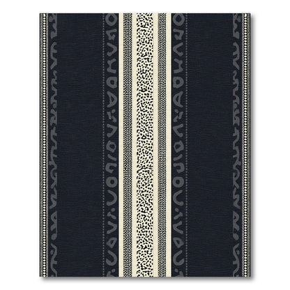 Dark Navy Ochre Abstract Stripe Rug