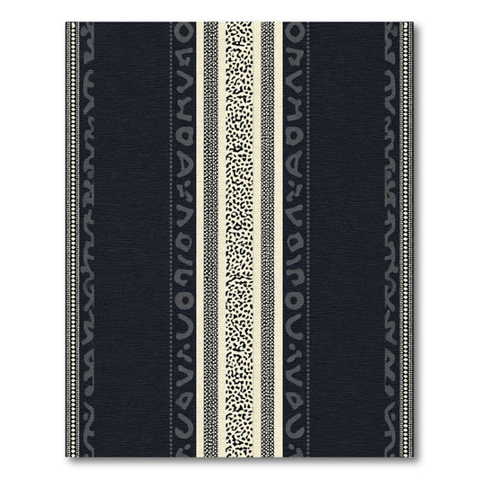 Dark Navy Ochre Abstract Stripe Rug