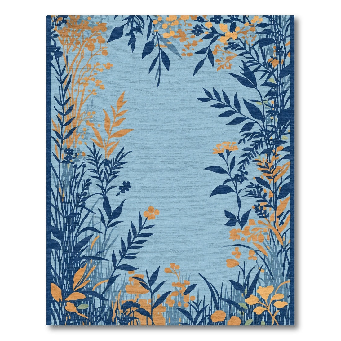 Blue Orange Botanical Garden Branches Rug