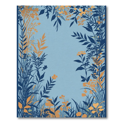 Blue Orange Botanical Garden Branches Rug
