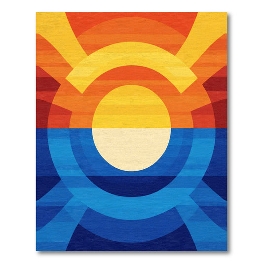 Vibrant Sunset Ombre Geometric Rug
