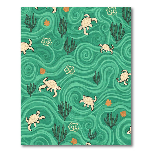 Sea Turtle Swirl Green Aquatic Rug