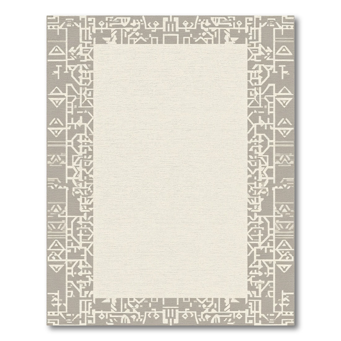 Geometric Beige Abstract Frame Runner Rug