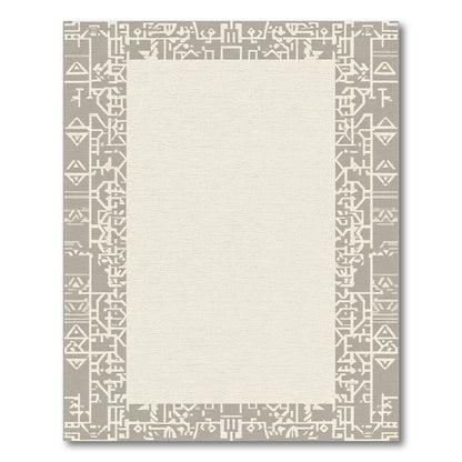 Geometric Beige Abstract Frame Runner Rug