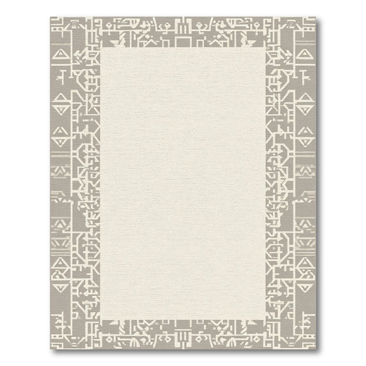 Geometric Beige Abstract Frame Runner Rug