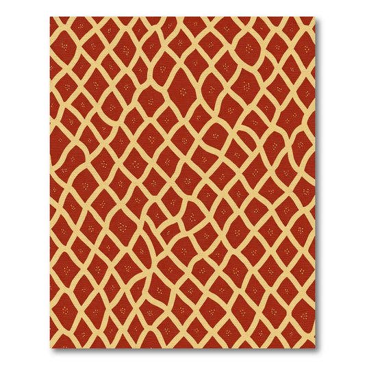 Crimson Lattice Scattered Star Rug