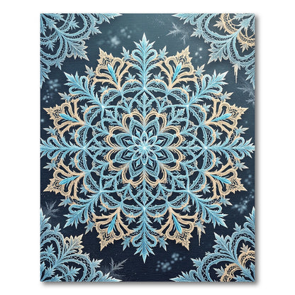 Ornate Ice Blue Snowflake Medallion Rug
