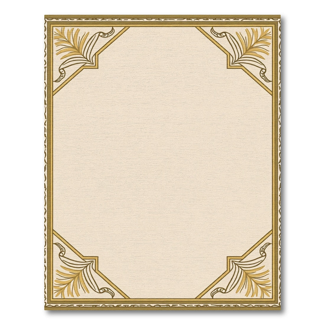 Cream Tan Golden Leaf Border Rug