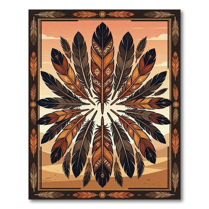 Earthen Feather Mandala Sunset Accent Rug