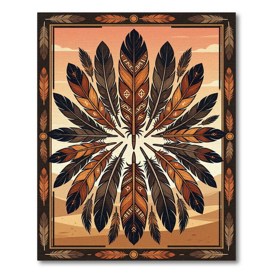 Earthen Feather Mandala Sunset Accent Rug