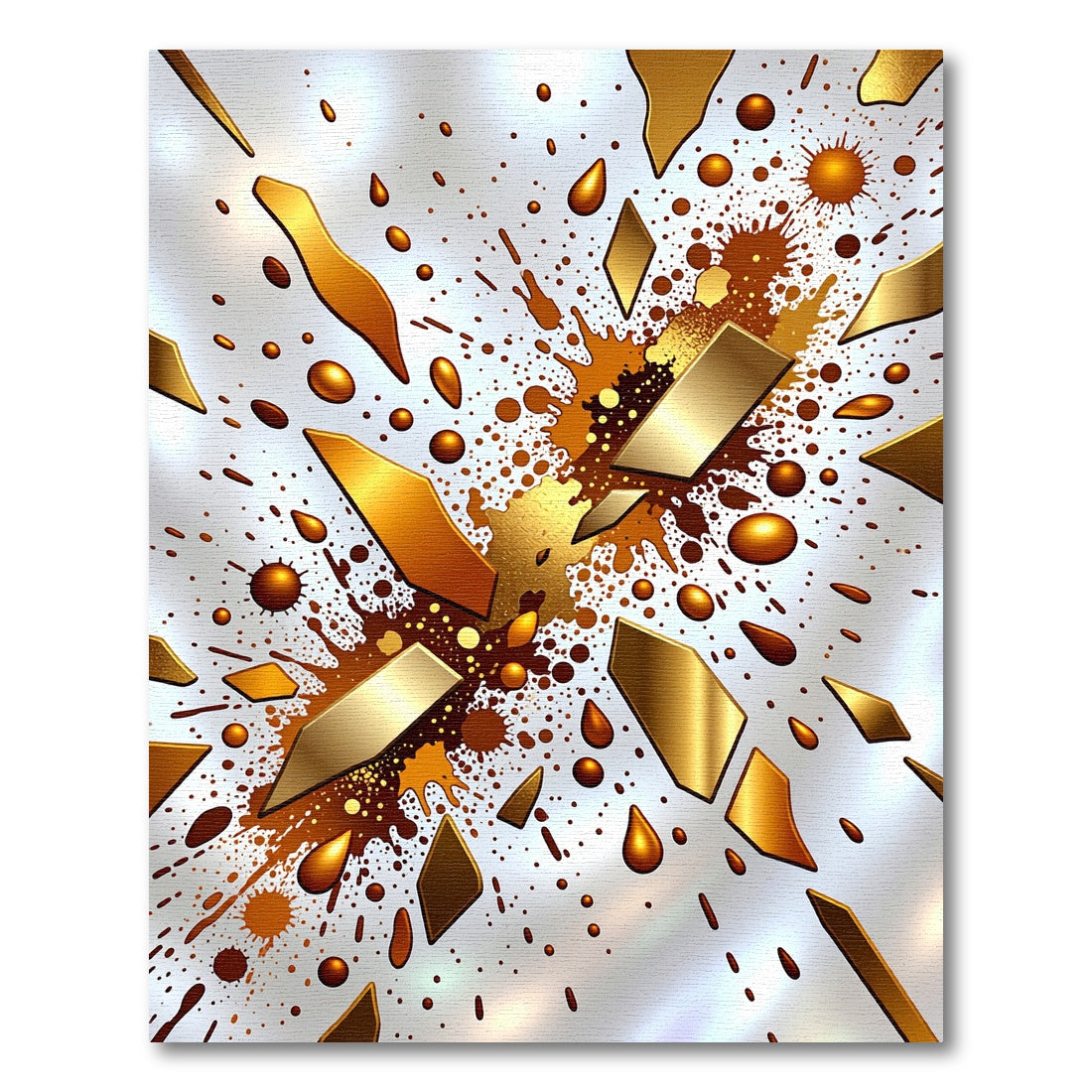 Metallic Gold Splatter Abstract Forms Rug
