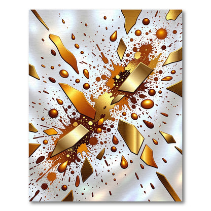 Metallic Gold Splatter Abstract Forms Rug