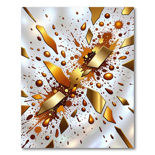 Metallic Gold Splatter Abstract Forms Rug