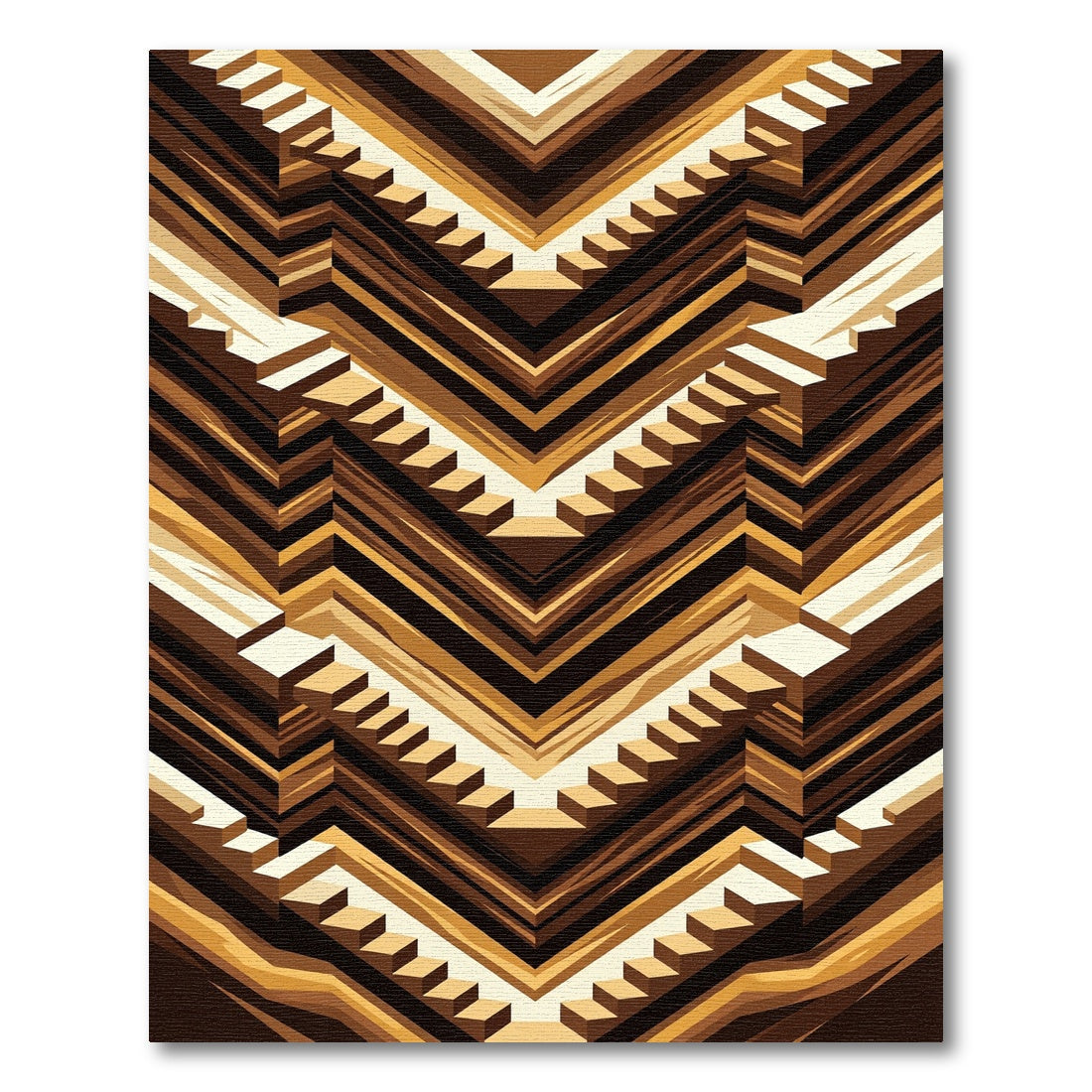 Geometric Earth Tone Staircase Abstraction Rug