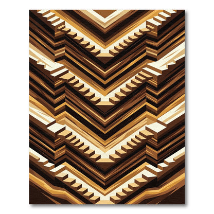 Geometric Earth Tone Staircase Abstraction Rug