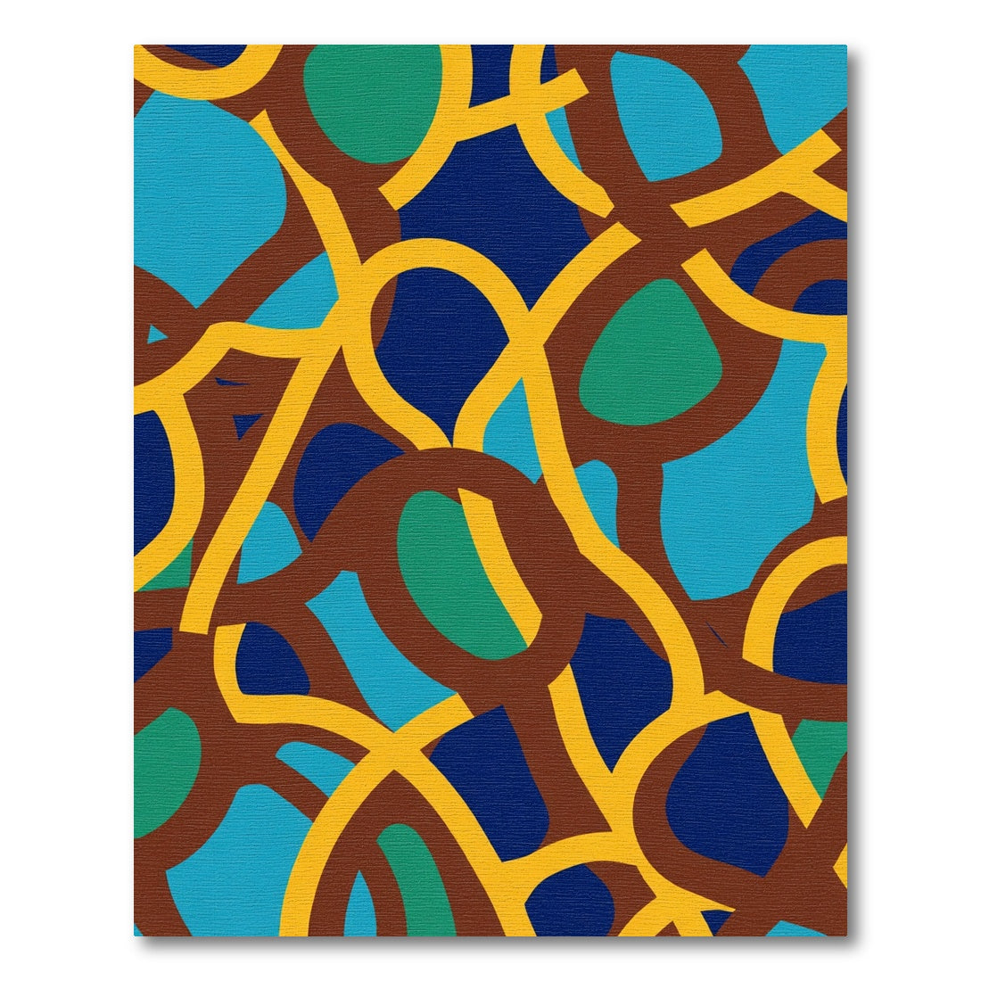 Abstract Yellow Brown Blue Green Curves Rug