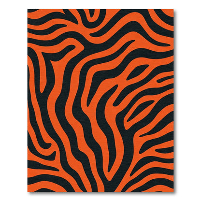 Bold Orange Black Zebra Waves Rug