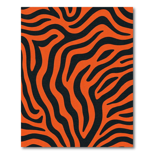 Bold Orange Black Zebra Waves Rug