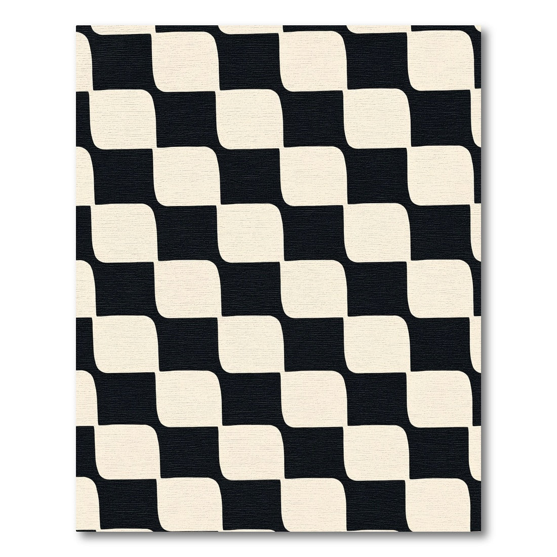 Black Cream Curved Check Block Rug