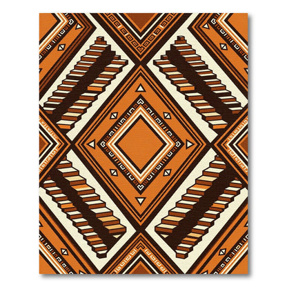 Geometric Terracotta Step Diamond Art Rug