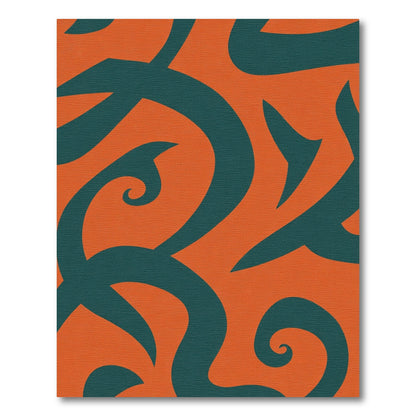 Teal Swirl Orange Abstract Rug