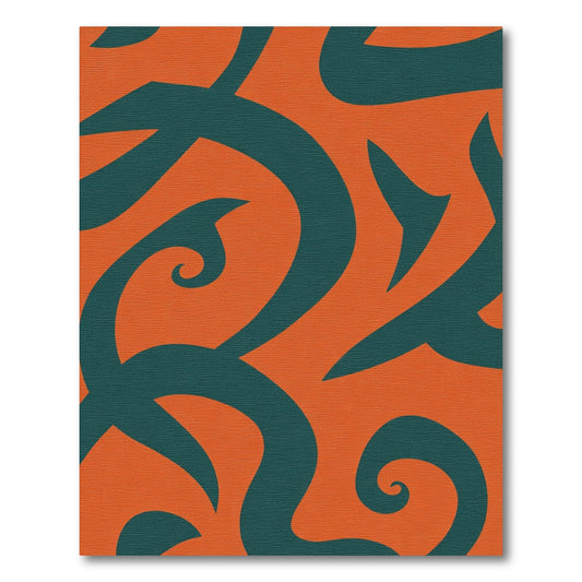 Teal Swirl Orange Abstract Rug