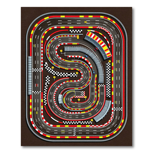 Dynamic Racing Circuit Checkered Curves Rug