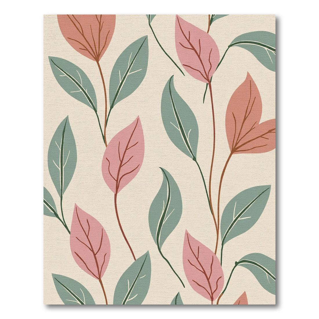 Pale Peach Green Branching Foliage Rug