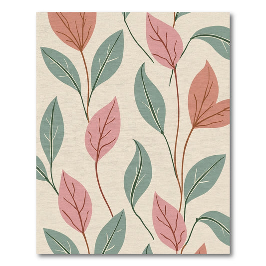 Pale Peach Green Branching Foliage Rug