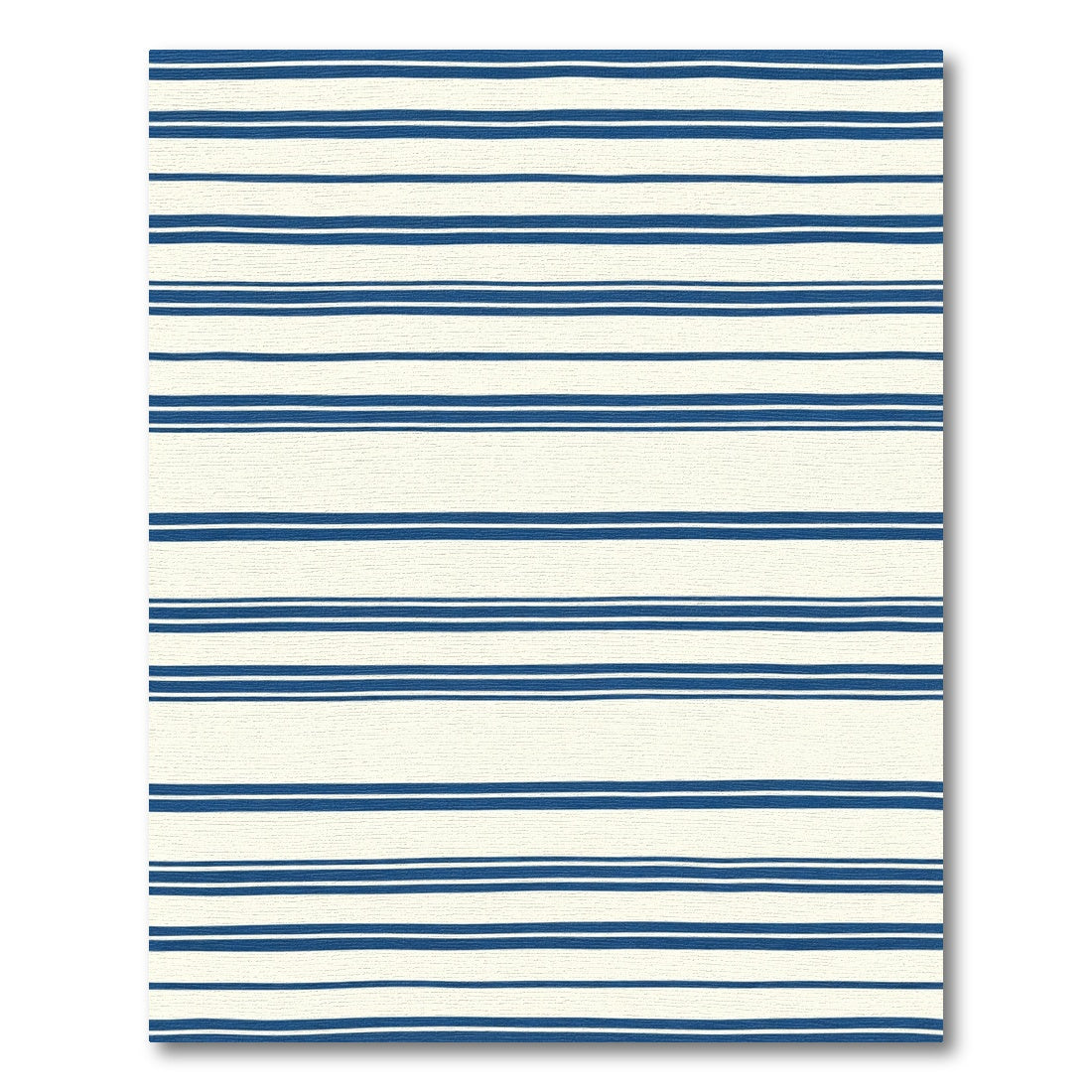 Navy Blue White Uneven Striped Rug
