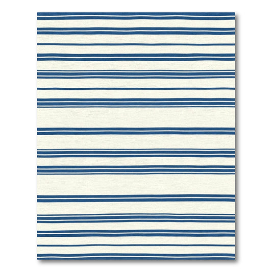 Navy Blue White Uneven Striped Rug