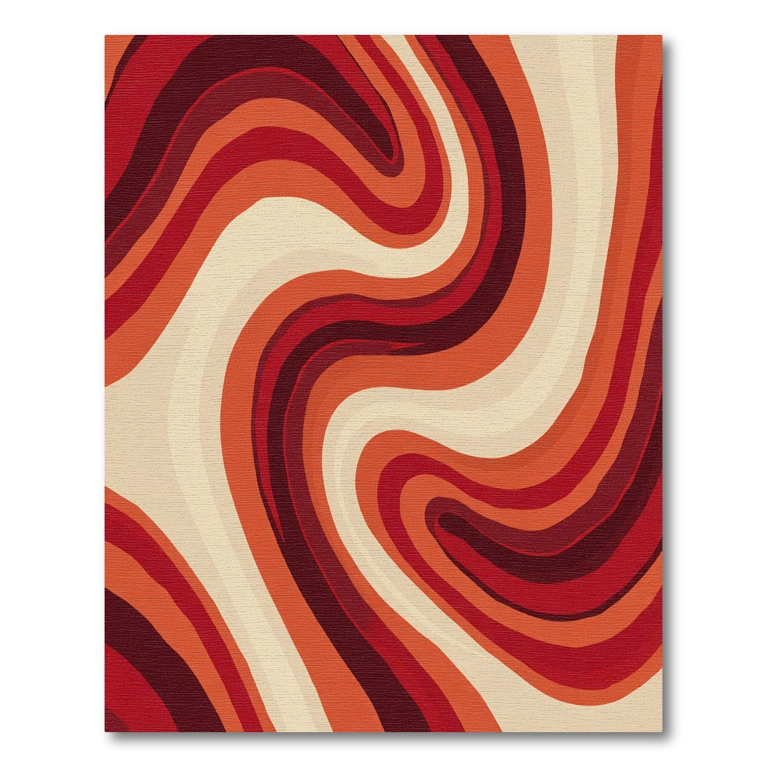 Warm Red Swirl Abstract Rug