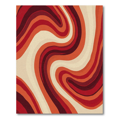 Warm Red Swirl Abstract Rug
