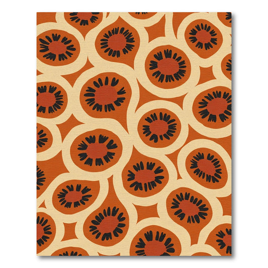 Orange Mid Century Floral Medallion Rug
