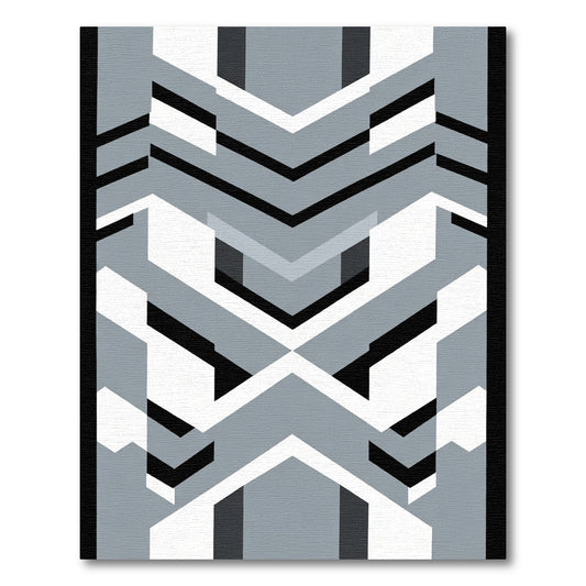 Monochromatic Geometric Chevron Arrangement Rug