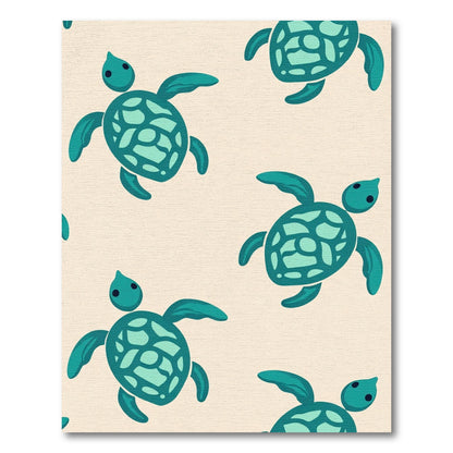 Teal Turtle Repeating Scenic Rug