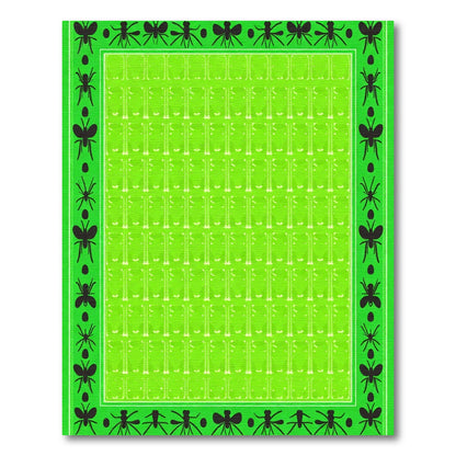 Lime Green Insect Border Geometric Rug