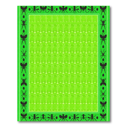 Lime Green Insect Border Geometric Rug