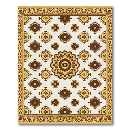Brown Ochre Medallion Floral Geometric Rug