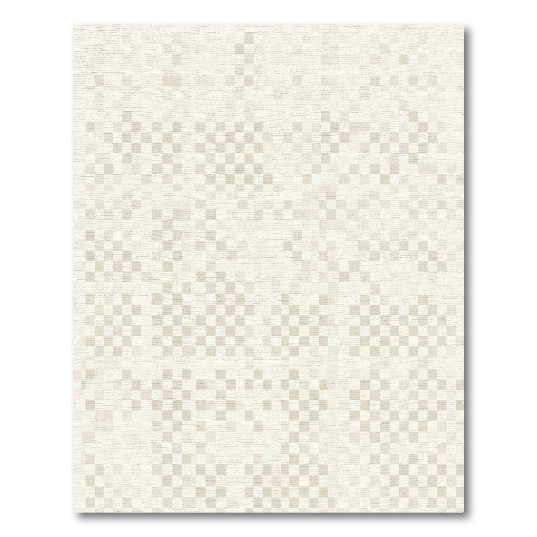 Cream Pixel Grid Weave Rug