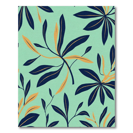 Navy Orange Tropical Floral Collage Rug